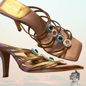 Nine West Southwestern Beaded Strappy Sandals Size 7